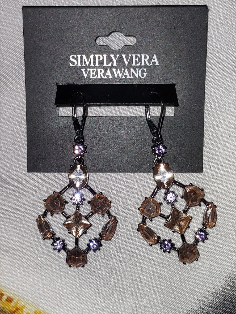 Simply Vera Vera Wang Purple and Brown Crystal Chandelier Earrings